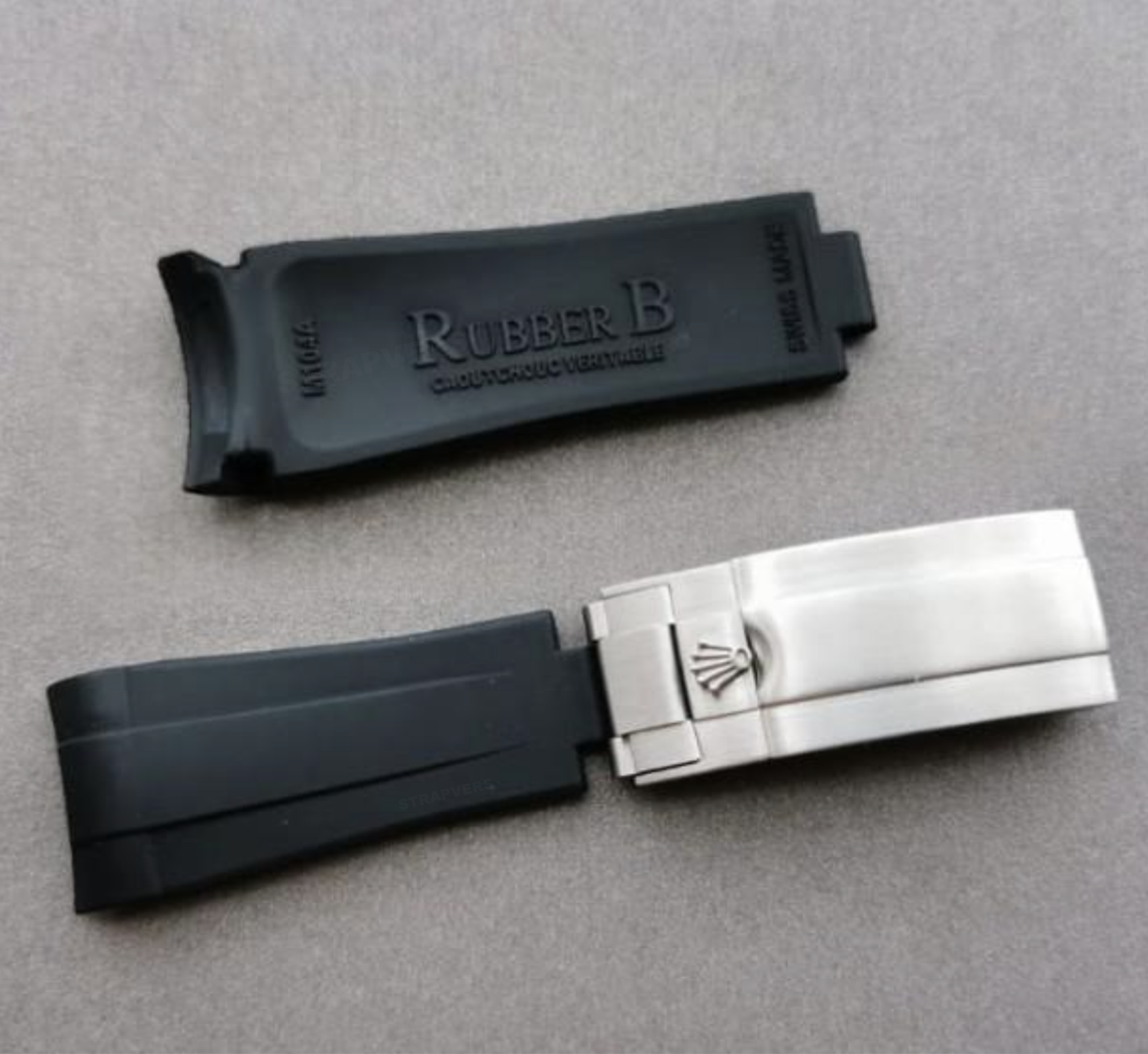 21mm Black Rubber B Strap for Rolex Submariner 41 Rubber Band STRAPVERS