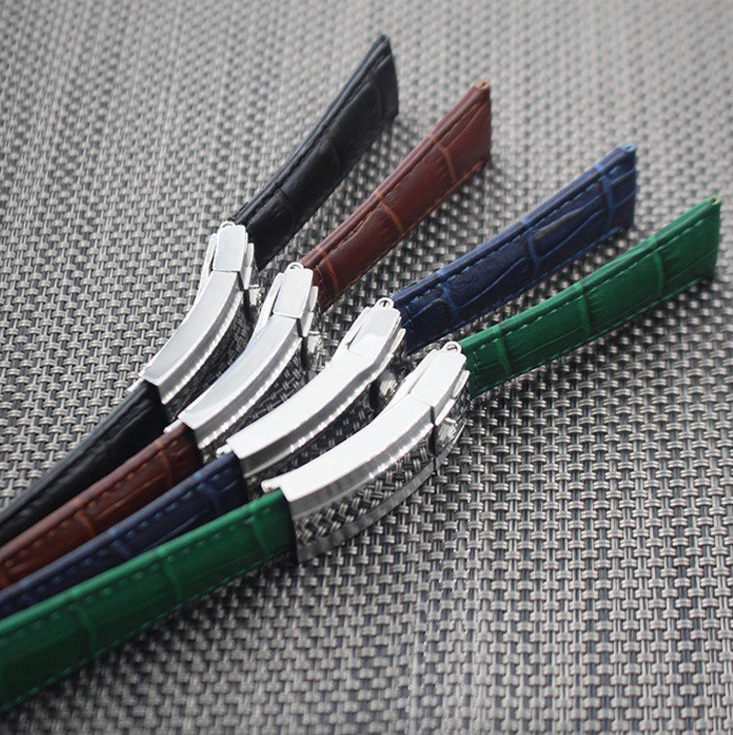 Leather Rolex Strap, Black, Brown, Blue, Green