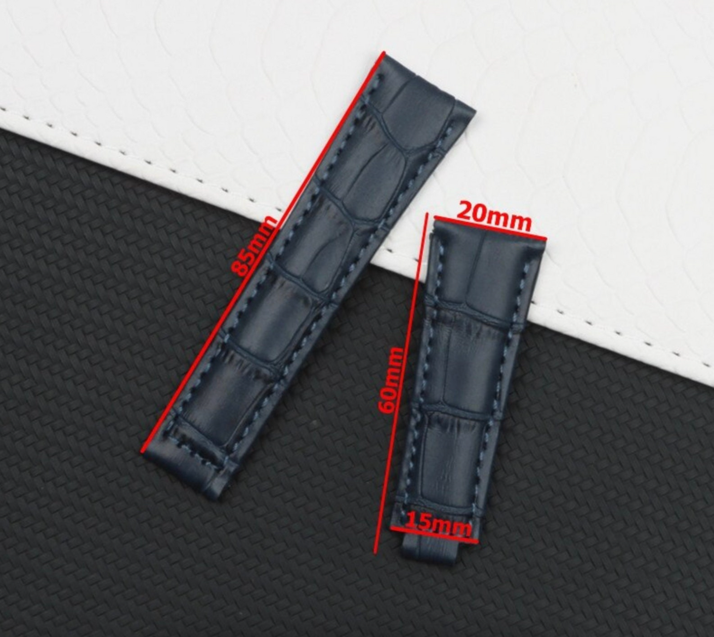 20mm Leather Strap For Rolex, Crocodile Grained Genuine Leather Strap, bracelet