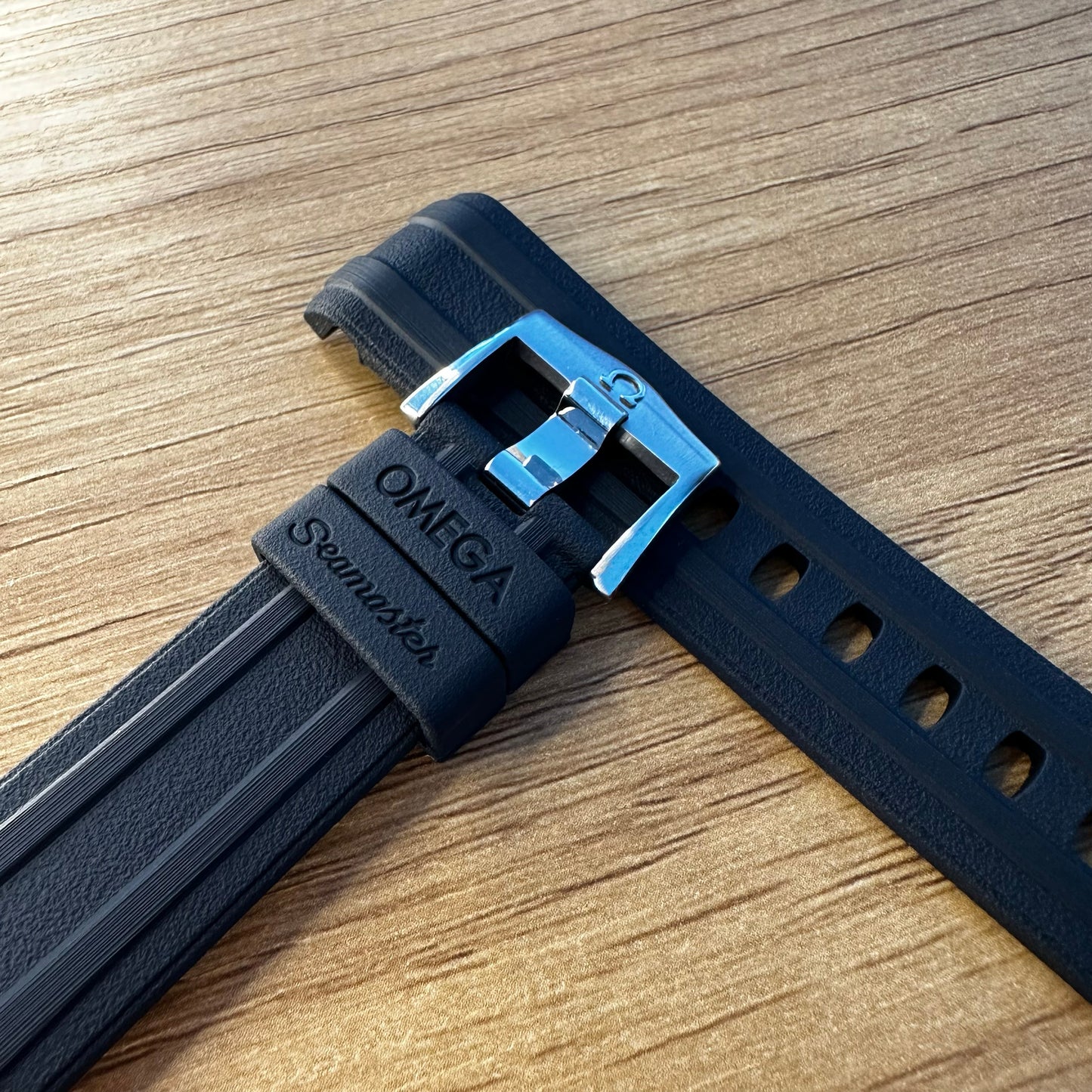 Omega seamaster strap with steel omega buckle