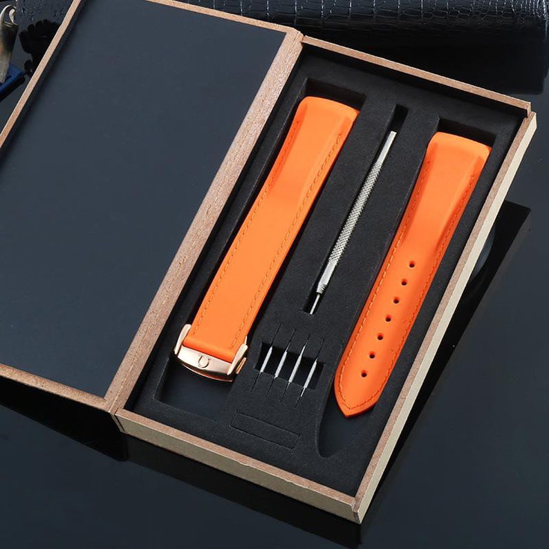 20MM 22MM For OMEGA Seamaster Planet Ocean 232 007 Watches Silicone black blue orange and red Rubber Strap band with folding silver clasp