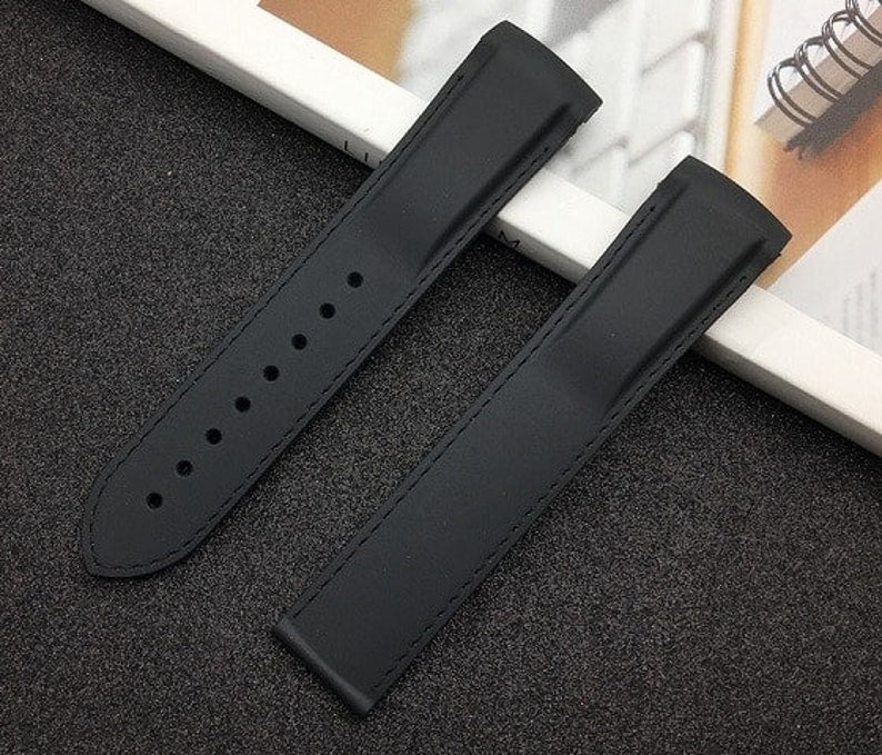 20MM 22MM For OMEGA Seamaster Planet Ocean 232 007 Watches Silicone black blue orange and red Rubber Strap band with folding silver clasp