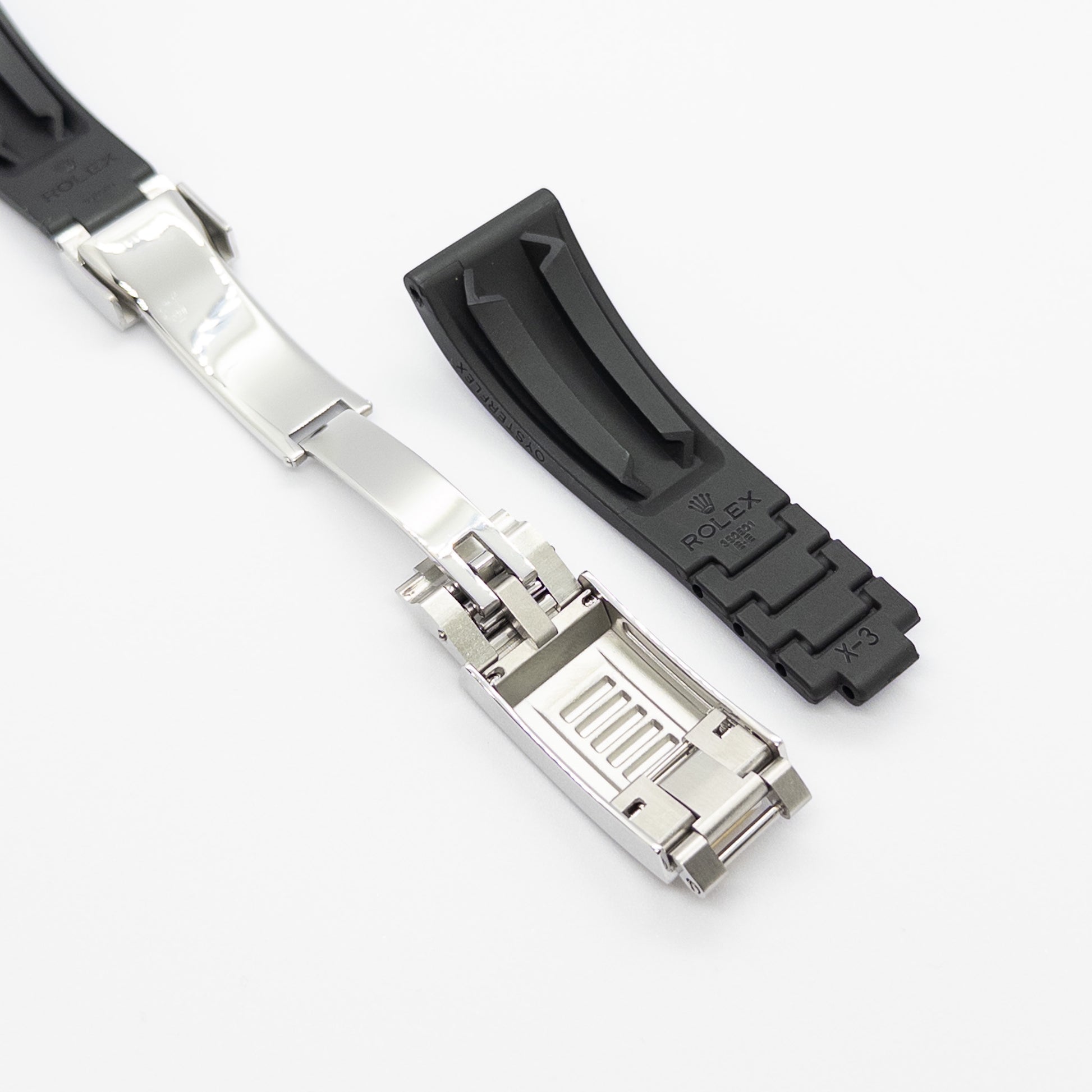 20mm Oysterflex Black Rubber Rolex datejust 36 Strap with micro adjustment buckle