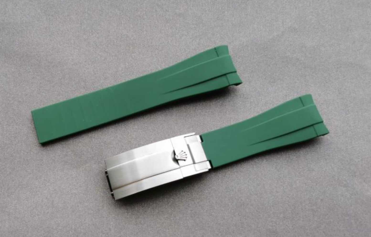 20mm Green Curved Rolex Silicone Strap