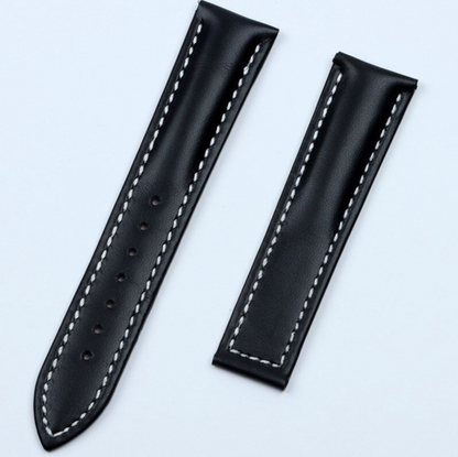 20mm Leather For Omega Strap/Bracelet Seamaster 300 AT150 AQUA TERRA 150 Brown Black Leather Omega 20mm Strap band with Deployment Clasp
