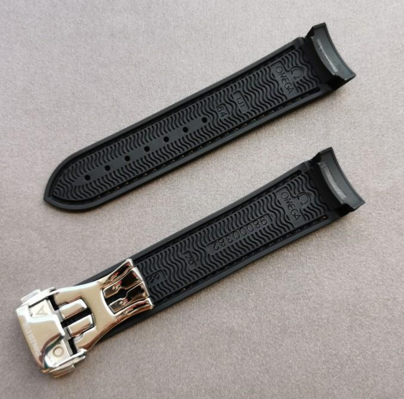 20mm 22mm Omega Rubber Strap Black and Orange Stitch For Seamaster STRAPVERS