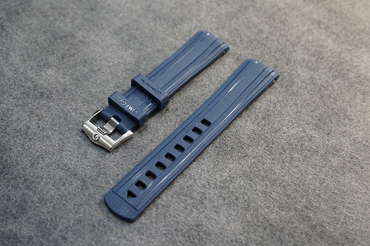 Blue 20mm Rubber Strap for Omega Seamaster 300 & MoonSwatch With Stainless Steel pin buckle