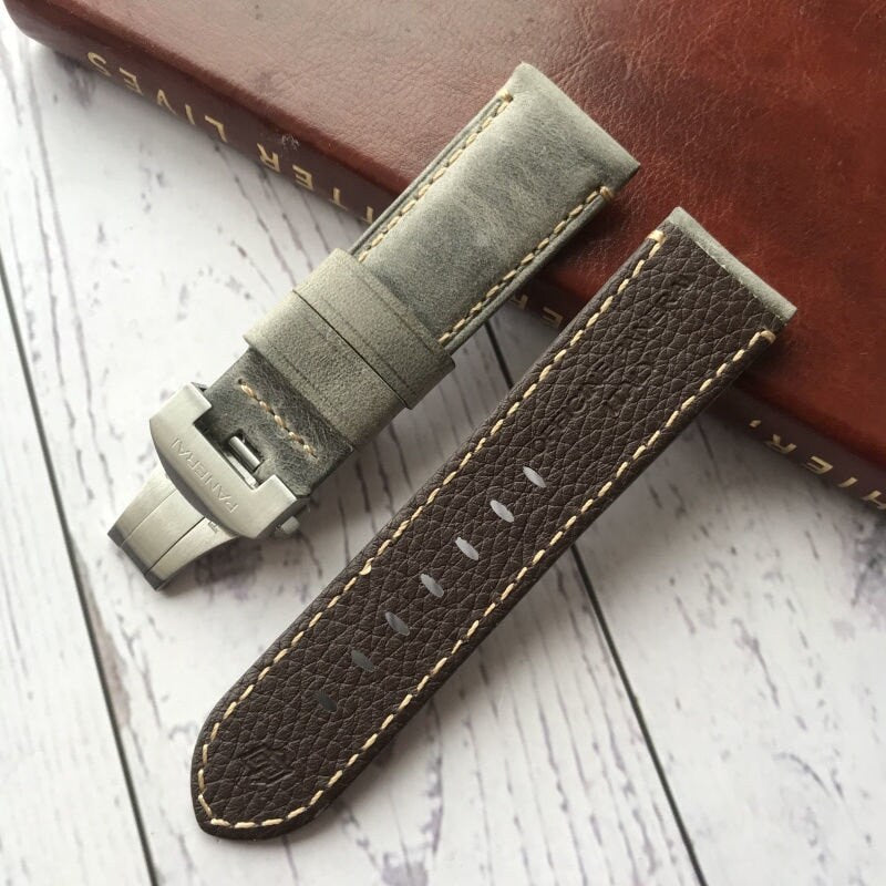 leather panerai officine light green strap