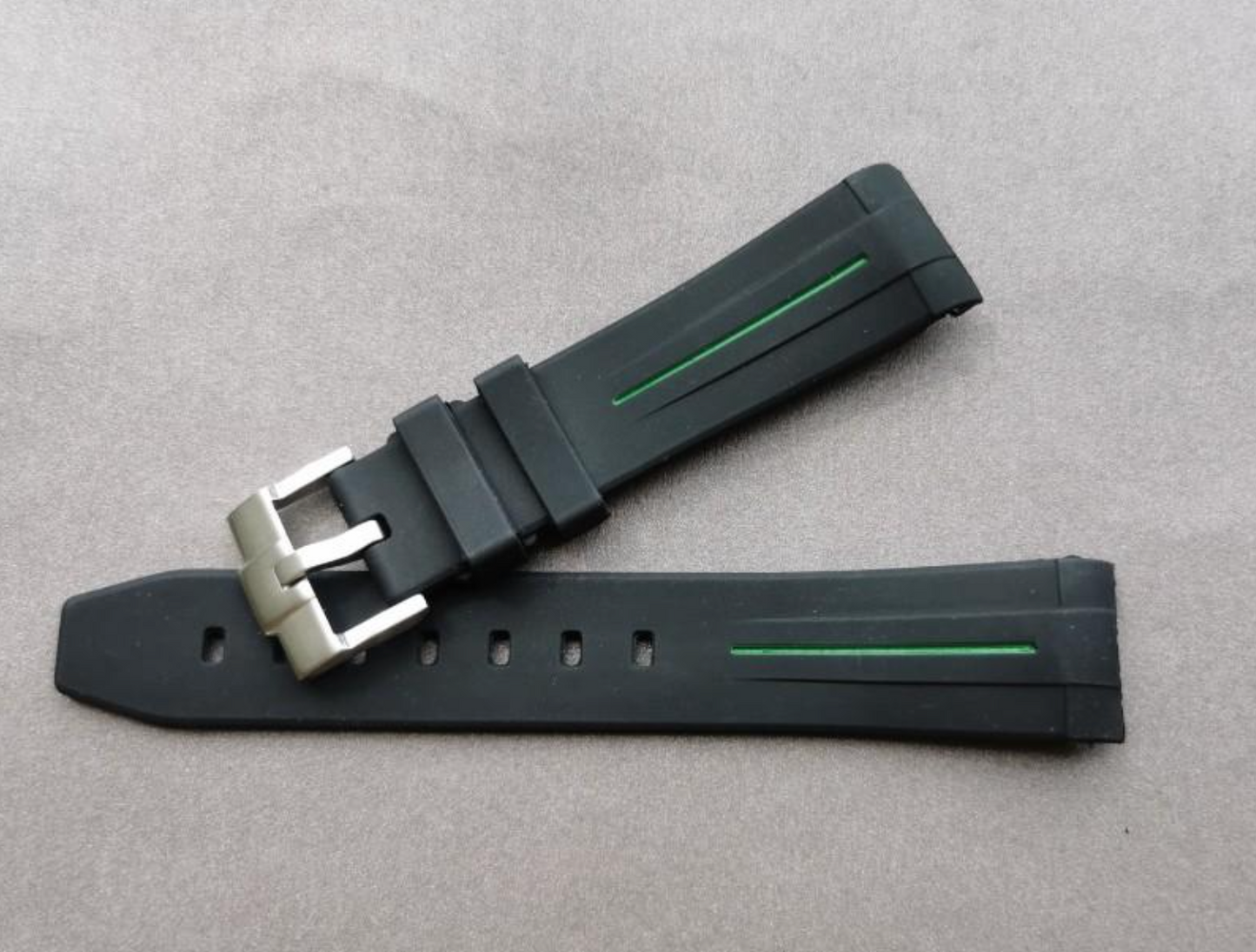Rolex Replacement Strap Green and Black Rubber B T style Design