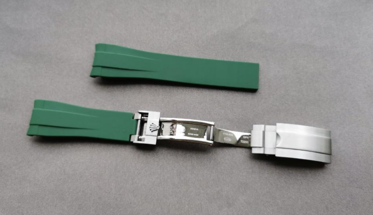 Green Curved end Rolex Rubber Strap replacement 