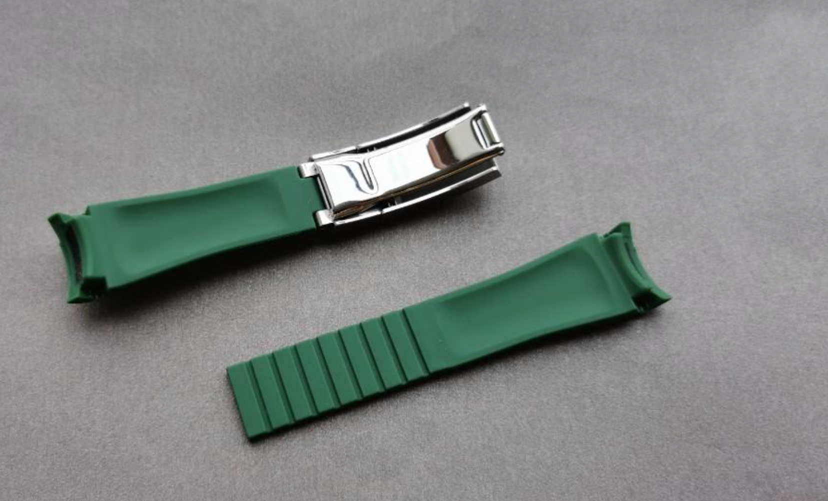 20mm Curved End Green Rolex Rubber B Seadweller Strap