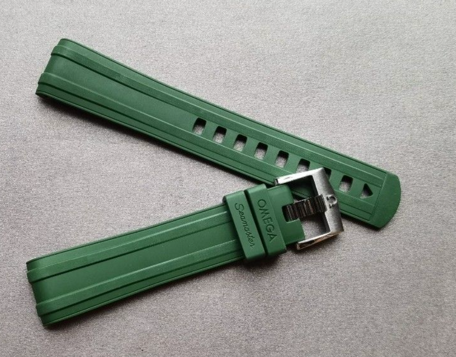 Olive Green Rubber Band For Seamaster Strap