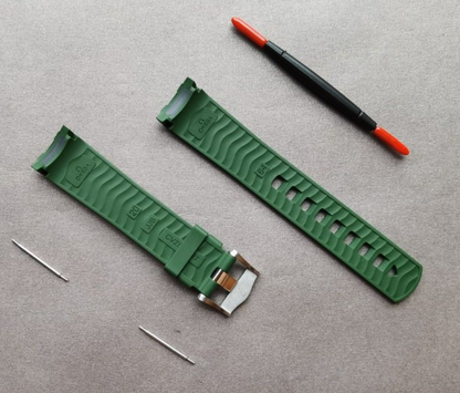 20mm Olive Green Omega Rubber Strap for Seamaster 300, Aqua Terra, and MoonSwatch Green Ruber Band