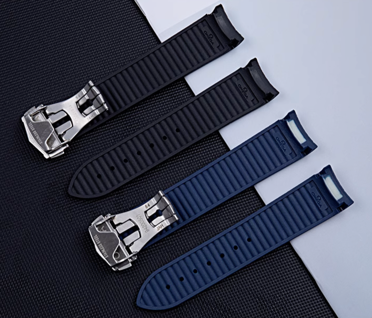 Omega Rubber strap with omega deployment clasp under side