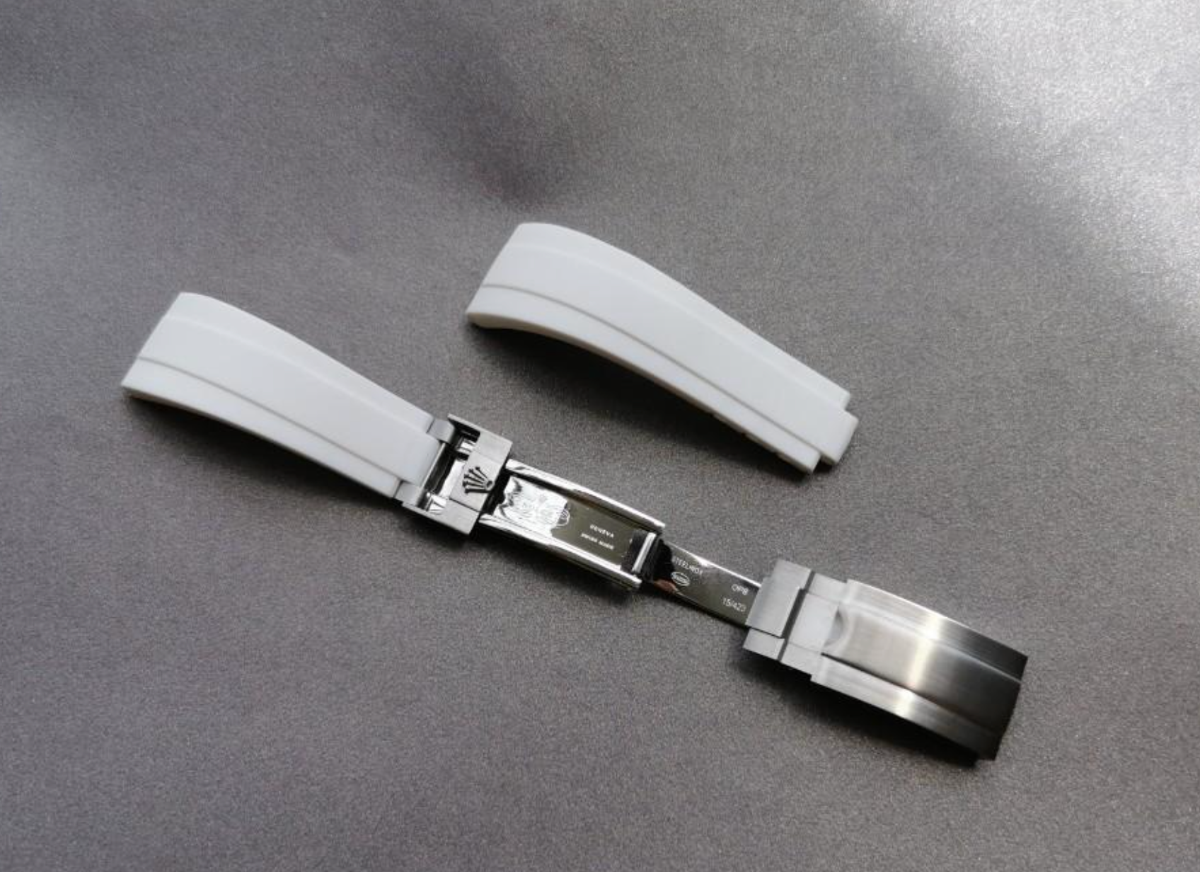 Replacement White Oysterflex strap for Datejust with Deployment clasp