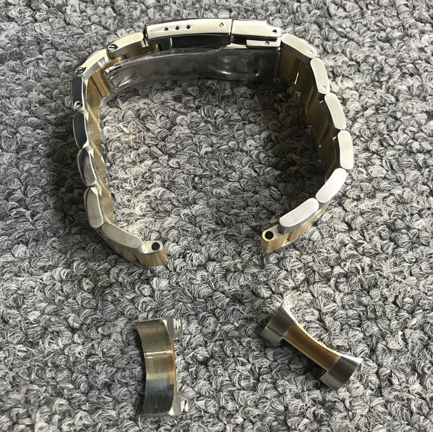 22mm Curved Tudor Oyster Stainless Steel Deployment Heritage Black Bay Bracelet Strap 316L Silver Gold Band Tudor Chrono Watch w/End Links