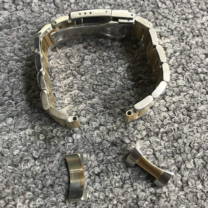 22mm Curved Tudor Oyster Stainless Steel Deployment Heritage Black Bay Bracelet Strap 316L Silver Gold Band Tudor Chrono Watch w/End Links