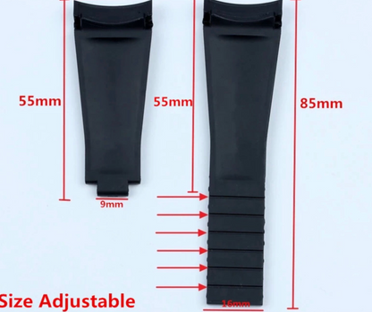 22MM Rolex Curved Silicone Rubber Band Strap For Sea Dweller / Deepsea /ETC Strap Watchband Rolex Bracelet Role Strap With Deployment Clasp