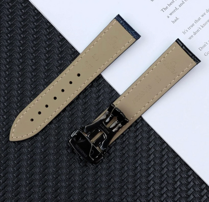 18mm Omega Brown / Black Genuine Leather Bracelet Watch Band For Omega Seamaster Speedmaster 300 Ocean Planet Deployment Clasp Watch Buckle