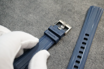 Blue 20mm Rubber Strap for Omega Seamaster 300 & MoonSwatch With Stainless Steel pin buckle
