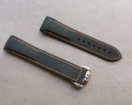 20mm/22mm Orange and Black Rubber Strap for Omega Speedmaster/Seamaster Models