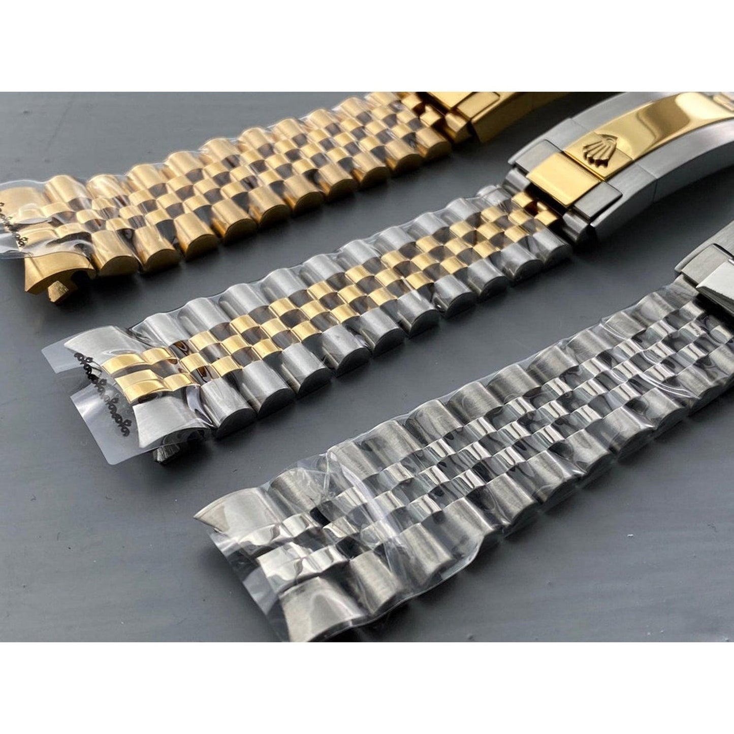 21MM Silver Gold Jubilee Watch Strap Band Oyster Clasp Bracelet For Rolex Stainless Solid Link Daytona, Submariner, Datejust, Yachtmaster