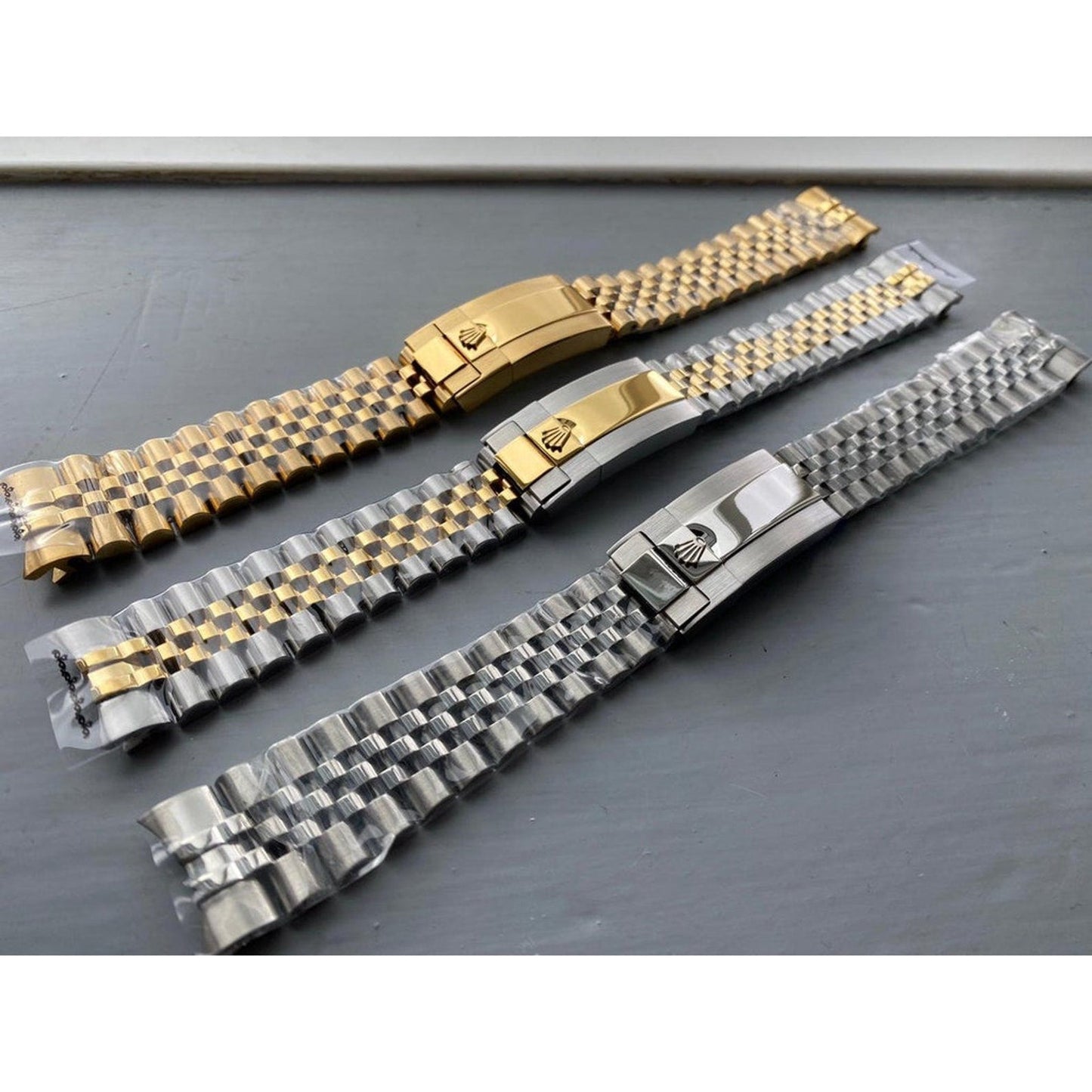 21MM Silver Gold Jubilee Watch Strap Band Oyster Clasp Bracelet For Rolex Stainless Solid Link Daytona, Submariner, Datejust, Yachtmaster