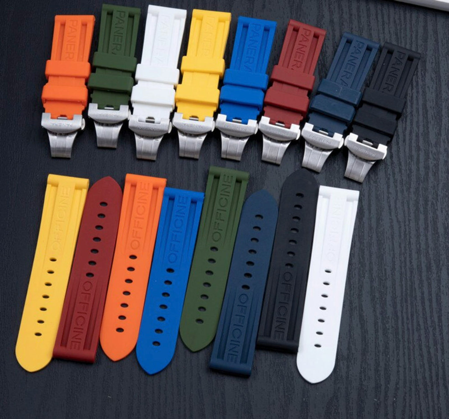 22MM Panerai Officine Rubber Watch Band Strap Bracelet with Buckle Diver Strap For 22mm Watch Replacement Band With Buckle Folding Clasp