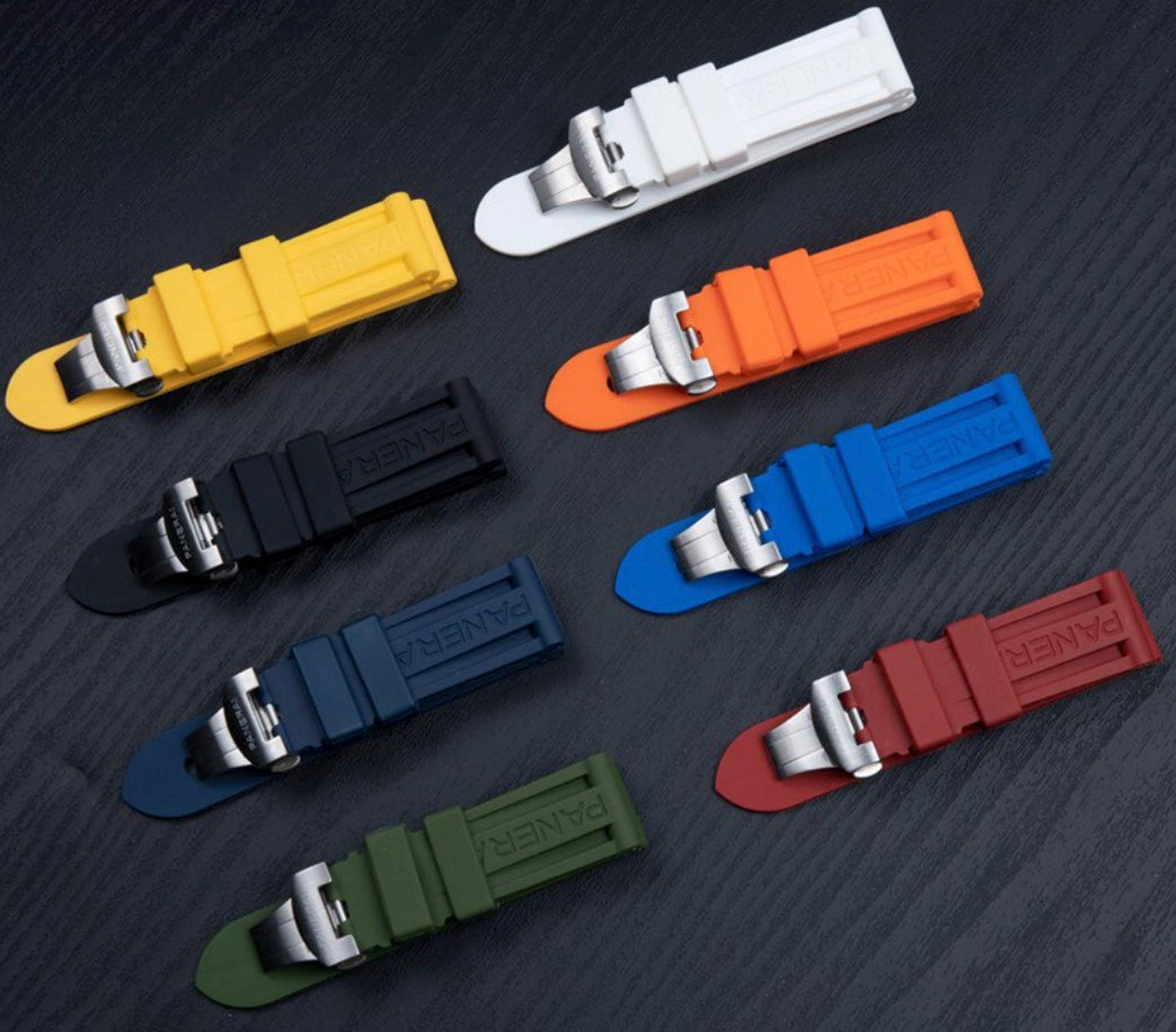22MM Panerai Officine Rubber Watch Band Strap Bracelet with Buckle Diver Strap For 22mm Watch Replacement Band With Buckle Folding Clasp