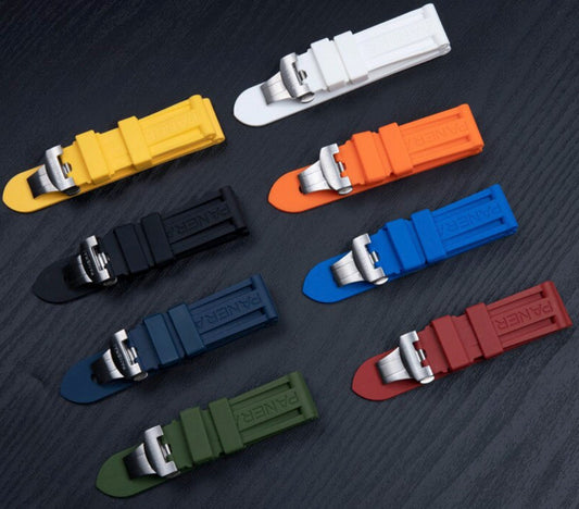 22MM Panerai Officine Rubber Watch Band Strap Bracelet with Buckle Diver Strap For 22mm Watch Replacement Band With Buckle Folding Clasp