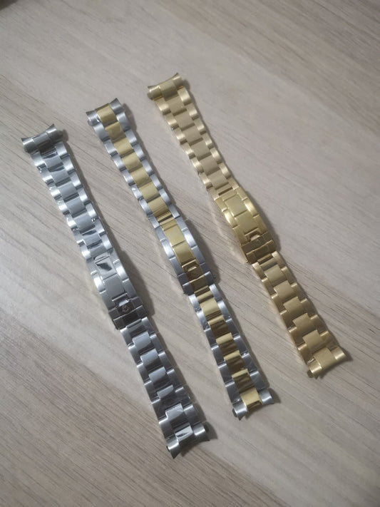 20mm Rolex Oyster Watch Band Bracelet For Submariner, Yachtmaster with Deployment Clasp Lock Stainless Steel Gold, Silver