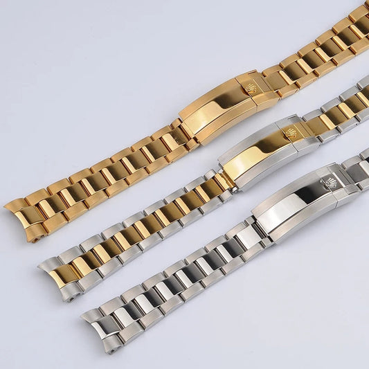 20mm 21mm Rolex Strap For Daytona Ghost Submariner, Explorer II Datejust, GMT Bracelet for rolex 2 tone gold stainless steel Band + Buckle