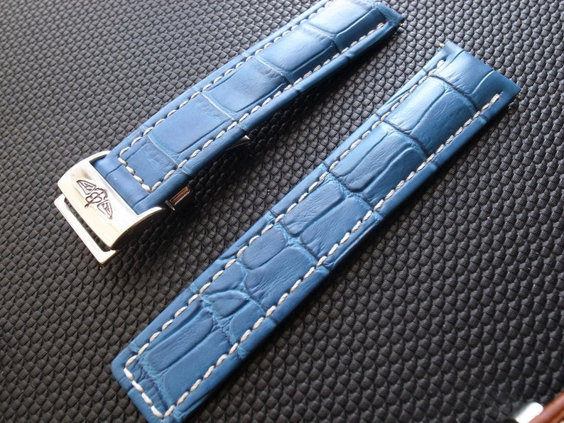 22mm/24mm/20mm Leather Strap Band for Breitling Watch Bracelet With Deployment Clasp Buckle Breitling Navitimer Night Mission Exospace
