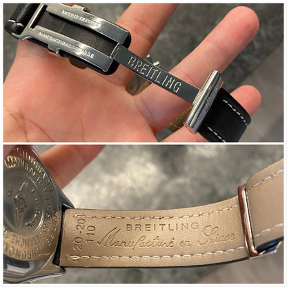 22mm / 24mm / 20mm Leather Strap for Breitling Watch Band Bracelet with Deployment Clasp Buckle Blue / Brown / Black with Steel Clasp Buckle