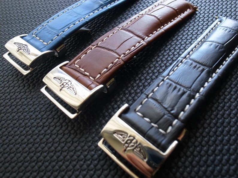 22mm/24mm/20mm Leather Strap Band for Breitling Watch Bracelet With Deployment Clasp Buckle Breitling Navitimer Night Mission Exospace