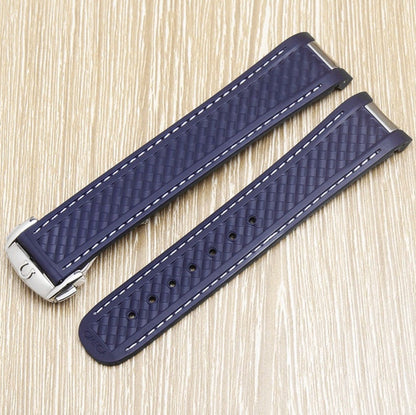 19mm Omega High-Quality Seamaster AT  Compatible Blue / Black Curved Rubber Aqua Terra 150M or Seamaster 300 Pro