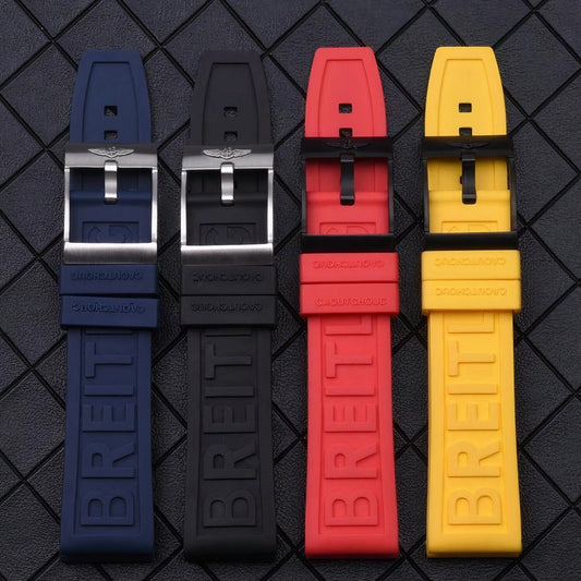 20mm/22mm/24mm For Breitling High Quality Replacement Rubber Strap, Black,Blue,Yellow,Red band For Breitling Watch With Buckle breitl