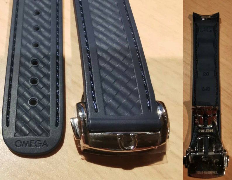 20mm BLACK / BLUE Curved Rubber Strap For Omega Seamaster Aqua Terra or Seamaster 300 Pro For Omega watch Band Strap Bracelet