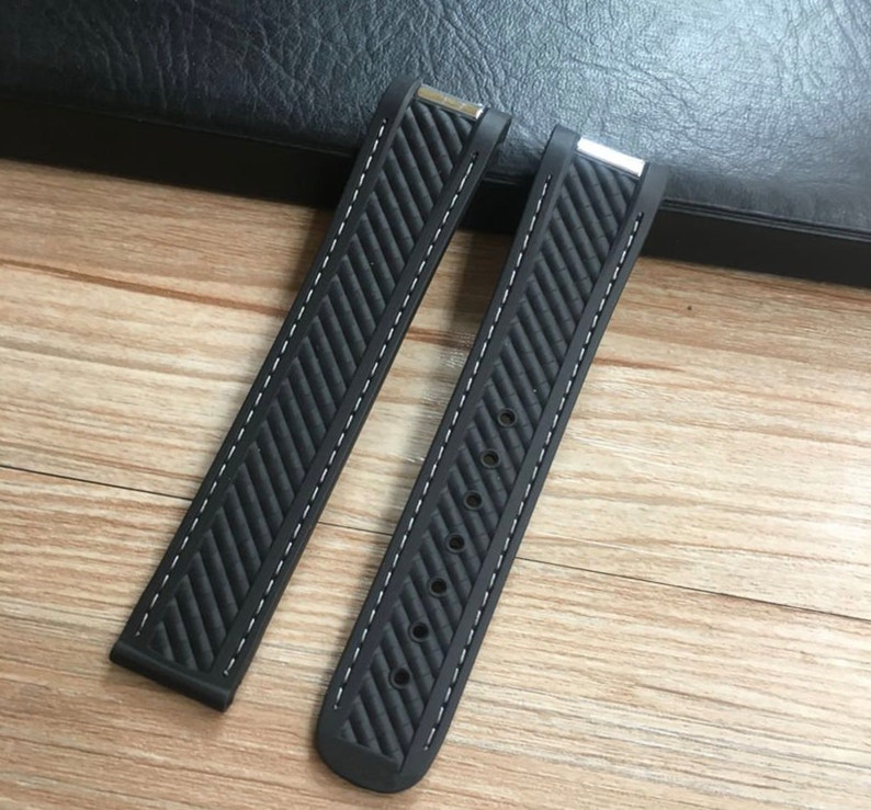 Black and White Omega Silicone, Rubber strap