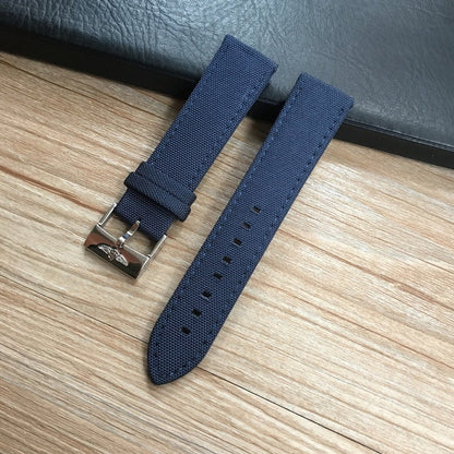 22mm Canvas Nylon Leather Watch Band Strap Sail Cloth w/ 20mm Deployment Clasp Buckle for Breitling Watch Black Blue Green Brown Mens