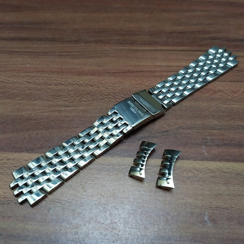 24mm Stainless steel Strap For Breitling Watch Band 316L Jubilee Strap Bracelet With Deployment Buckle For Breitl Navitimer