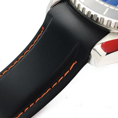 20MM 22MM For OMEGA Seamaster Planet Ocean 232 007 Watches Silicone black blue orange and red Rubber Strap band with folding silver clasp