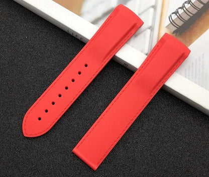 19MM 21MM For OMEGA Seamaster Planet Ocean, 007 Watches Silicone black blue orange and red Rubber Strap band with folding silver clasp