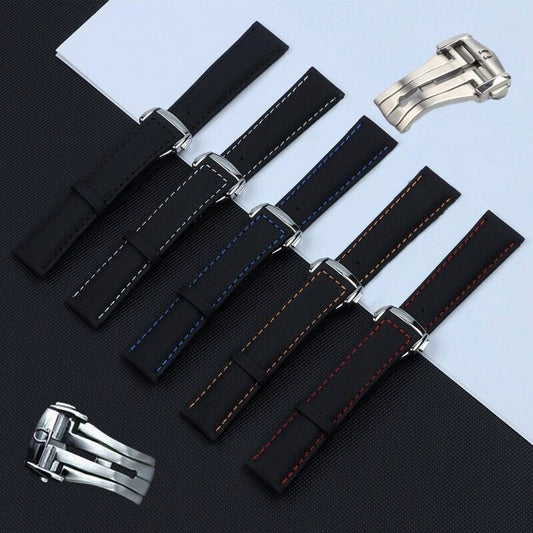 19mm,20mm 21mm,22mm Omega fabric leather bracelet tape band strap with clasp for omega Nylon watch band with Deployment Clasp Buckle